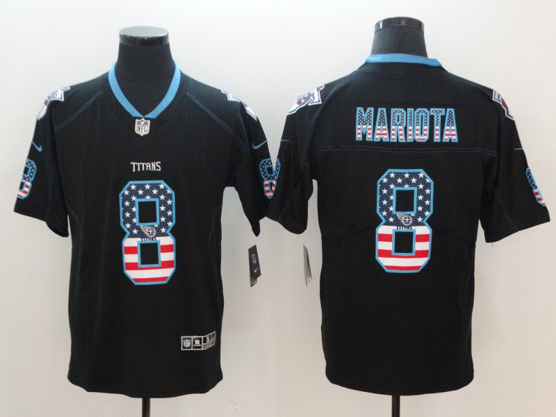 Men Tennessee Titans 8 Mariota Nike USA Flag Fashion Black Color Rush Limited NFL Jerseys